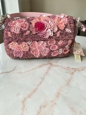NWT Made in India One of a Kind Beaded Floral Bag